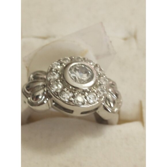 Italian 925 Sterling Silver Women's Ring with Clear Rhinestone -  Size 5 New - Picture 7 of 7